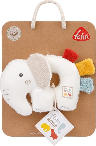 Fehn fehnNATUR - Soft ring rattle elephant