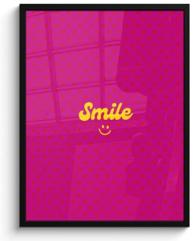 Poster in lijst - Fotolijst 60x80 cm - Posters - Smile - Stippen - Roze - Posterlijst zwart - Decoratie - Wanddecoratie woonkamer - Muurdecoratie slaapkamer