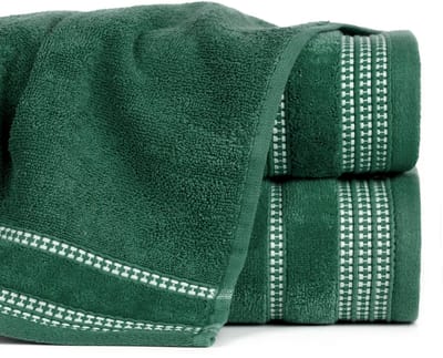 Donkergroene Handdoek 50x90 cm met Velours Borduursel - Zacht & Absorberend