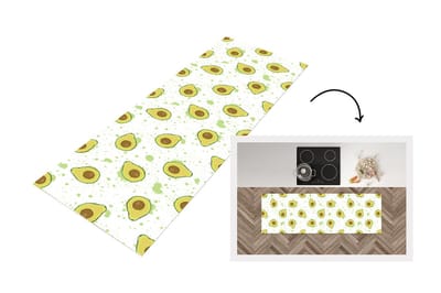 Keukenloper - Loper keuken - Avocado - Patronen - Groen - 150x50 cm - Keukenloper vinyl