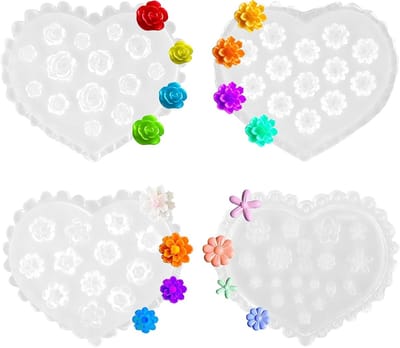 4 Stuks Bloem Polymer Kleimallen, Rozen en Margrieten Silicone Mallen voor Oorbellen, Sieraden, Nagelkunst en Cupcakes - Handgemaakte DIY Creatieve Decoratie