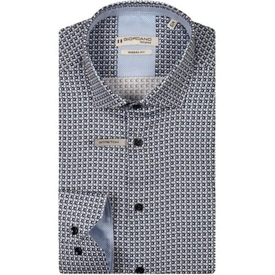 Giordano Overhemd Maggiore Satin Stretch Graphic Triangles Pattern Navy-Multi / male