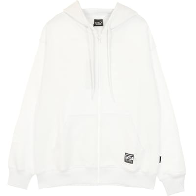 Lichtgewicht herensweatshirt met capuchon en rits, geribde hoodie met gradientrits, wit