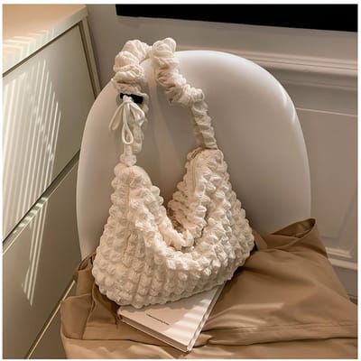 Sac fourre-tout tendance et souple, grande capacité, couleur unie, simple, à bulles, version coréenne brown