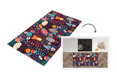 Keukenloper - Loper keuken - Patroon - Uil - Kat - Bloemen - 120x60 cm - Keukenloper vinyl