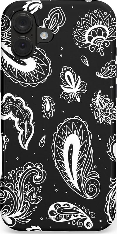 Casetastic hoesje geschikt voor Apple iPhone 16 Plus - MagSafe - Dubbellaagse bescherming - Paisley pracht - Fashion Case - Zwart Grijs