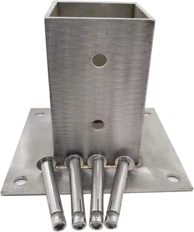 Paalvoet Set - Paalhouder Beugel - Pergola Terras - Roestvrij Staal - 60x60 Mm - Zilver