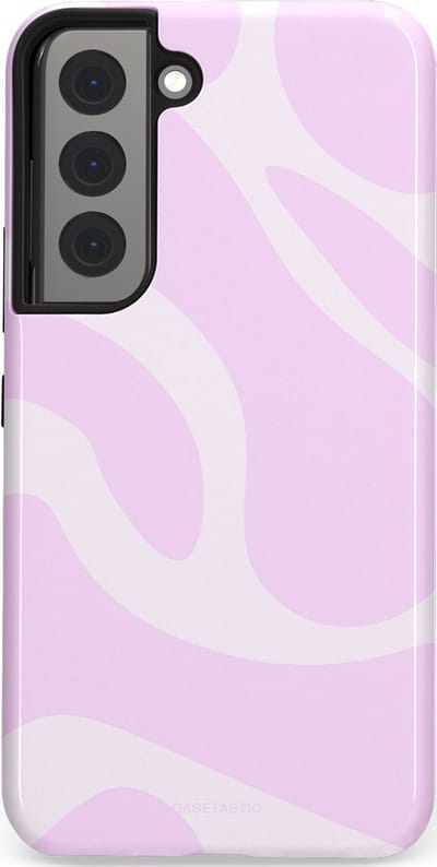 Casetastic hoesje geschikt voor Samsung Galaxy S22 - Dubbellaagse bescherming - Vrolijk Roze Suikerspin Curves - Fashion Case - Lichtroze Wit