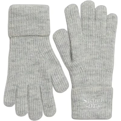 Superdry Zachte Ribgebreide Handschoenen Lichtgrijs Grootte: 1SIZE