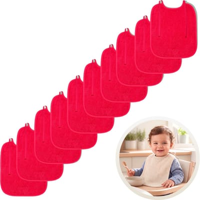 Funnies Slabben 10-Pack Fuchsia - Set van 10 Zachte Slabbetjes - Slabbers - Kwijldoekjes - Slab met Koordjes - Gemaakt van 100% Katoenen Badstof - Absorberend, Zacht en Makkelijk Wasbaar - Ideaal voor Voeden, Kwijlen en Bescherming van Kleding