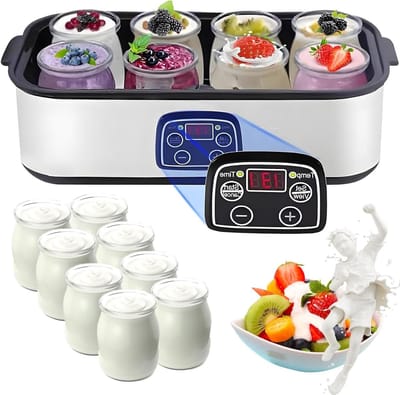 Yoghurt Maker - Automatische Keukenmachine - Gezonde Yoghurt Maken - Instelbare Temperatuur - 8 Glazen Potten - Wit