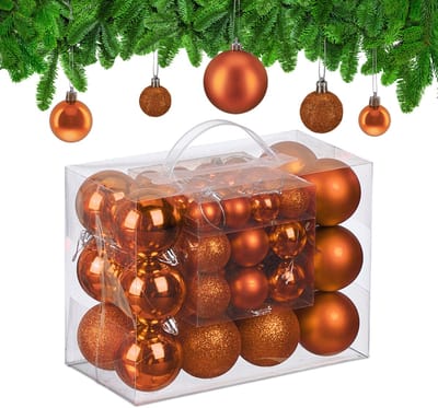 kerstballen set van 50 - Ø 3, 4 en 6 cm - plastic - onbreekbaar - oranje