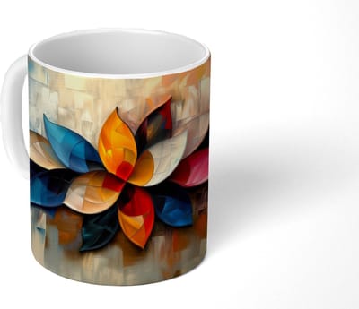 Mok - Koffiemok - Bloem - Abstract - Kleurrijk - Bladeren - Mokken - 350 ML - Beker - Koffiemokken - Theemok