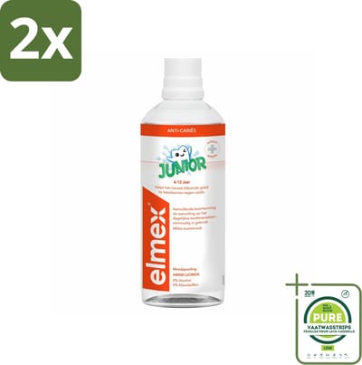 Elmex Mondspoeling Junior (5-12 Jaar) 400 ml - Voordeelverpakking - 2 stuks - Tandspoeling voor jongeren - Gaatjesbescherming