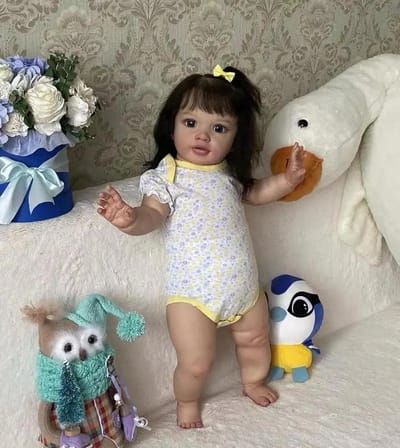 RXDOLL 26 Inch Grote Realistische Reborn Baby Poppen Peuter Meisje Handgemaakte Levensechte Reborn Peuter Poppen die Echt Siliconen Baby Pop Zachte Vinyl Ledematen en Doek Body Speelgoed