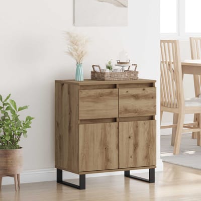 vidaXL Dressoir Artisan Eiken 60 x 35 x 70 cm Gemonteerd hout en ijzer
