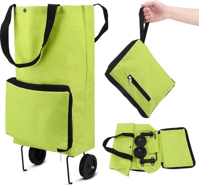 Winkelwagentje, opvouwbare boodschappentas met rubberen wielen, opvouwbare winkelwagen, Oxford doek, boodschappentassen, herbruikbare winkelwagen voor supermarkt