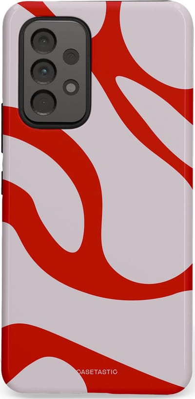 Casetastic hoesje geschikt voor Samsung Galaxy A53 (2022) 5G - Dubbellaagse bescherming - Oranje Witte Pebbel Stenen - Fashion Case - Lichtgrijs Rood