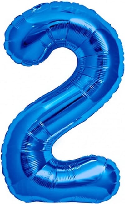 XXL Folieballon Cijfer 2 Blauw 100cm Verjaardag Decoratie Jongen