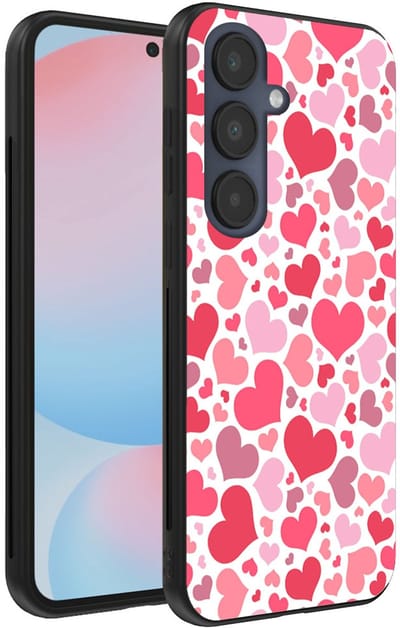 Smartphonica Telefoonhoesje Geschikt voor Samsung Galaxy S24 FE met Hartjes Print - Hearts Design TPU Backcover Case - Kinder Hoesje met Hartjes Design geschikt voor Samsung Galaxy S24 FE