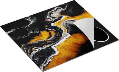 Chefcare Inductie Beschermer Abstracte Kunst van Zwarte Gouden Verf - 60x50 cm - Afdekplaat Inductie - Kookplaat Beschermer - Inductie Mat