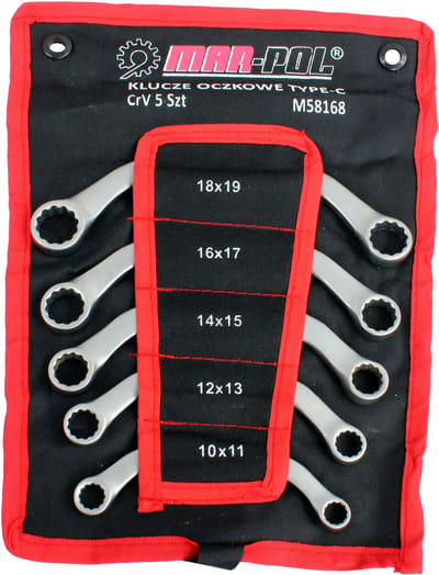 Mar-Pol Serie - Gebogen Ringsleutel Set - 10-19mm - Chroom-vanadium
