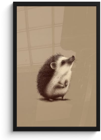 Poster in lijst - Fotolijst 40x60 cm - Posters - Egel - Snuitje - Bruin - Stekels - Posterlijst zwart - Decoratie - Wanddecoratie woonkamer - Muurdecoratie slaapkamer
