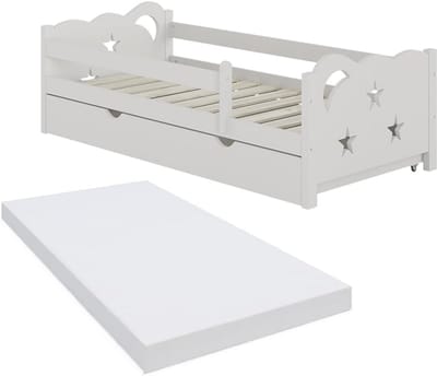 Kinderbed "Jessica", Wit, 80x160 cm met lade en matras