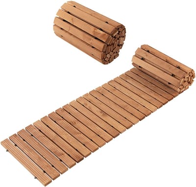 Trendmix Houten Tuinpad – Oprolbaar Looppad voor Tuin, Strand & Camping – 245 x 43 cm – Dennenhout