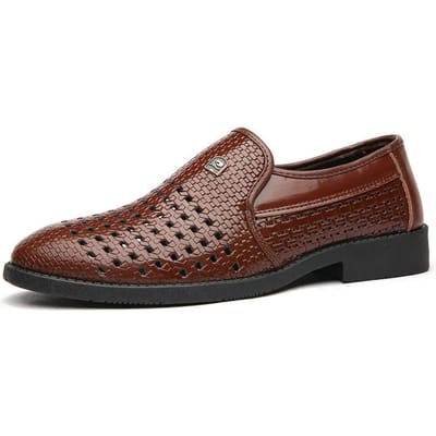 Sandales d'été pour hommes, chaussures décontractées en cuir à semelle souple, respirantes, creuses, de haute qualité, résistantes à l'usure et confortables 41 marron