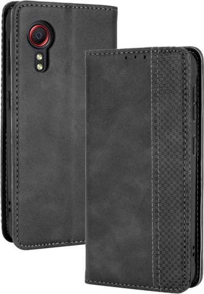 Coverup Hoesje - Geschikt voor Samsung Galaxy Xcover 5 Hoesje - Coverup Vintage Style Book Case - Zwart
