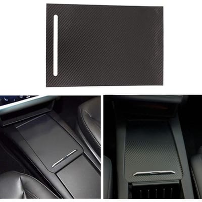 Carbon Fiber Look Middenconsole Armsteun Box Sticker Film Voor Tesla Model SX black