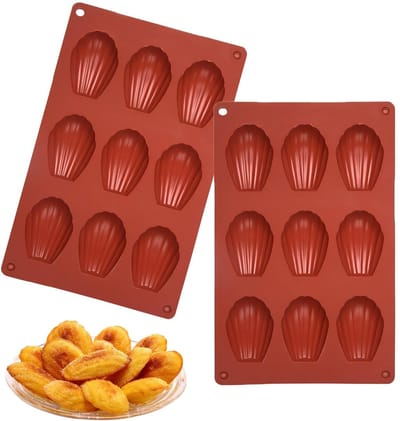 Madeleines Backform Set, 2 Stück, Muschelförmige Mini Madeleine Backformen, 9 Hohlräume, Bärentatzen Backform für Kuchen und Süßigkeiten, Wiederverwendbar