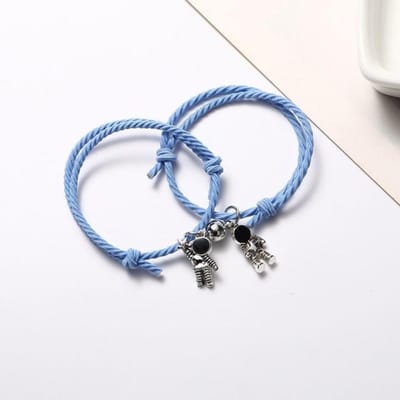 Bracelet aimanté pour couple, bracelet étoile astronaute, joli bijou tendance pour la Saint-Valentin, cadeau idéal, 2 pièces/ensemble gray