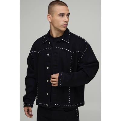 Geborduurd Western Boxy Denim Co-ord Jack | True Black | Size Small