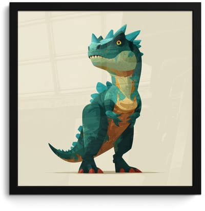 Poster in lijst - Fotolijst 40x40 cm - Posters - Stekels - Dino - Blauw - Gespierd - Posterlijst zwart - Decoratie - Wanddecoratie woonkamer - Muurdecoratie slaapkamer