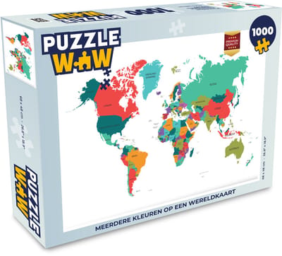 Puzzel Wereldkaart - Kleurrijk - Simpel - Legpuzzel - Puzzel 1000 stukjes volwassenen