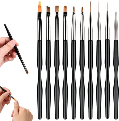 Professionele Nail Art Penselen Set – 10 Tools voor Gedetailleerd Nageldesign, Fijne Liner, Franse Punt en Ovale Penselen, Ideaal voor Thuis en Salon Gebruik, Creatieve Nagelkunst
