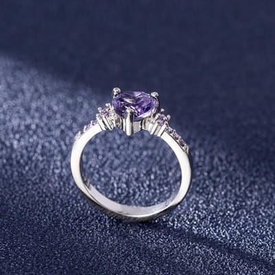 Massief 925 Sterling Zilveren Anillos De Amethist Ring Voor Vrouwen Zilver 925 Sieraden Hart Paarse Amethist Edelsteen Verloving Anels 10 paars