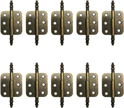 Oneay 10-delige scharnierenset, 70 x 35 mm, ijzeren scharnieren, geschikt voor kastdeuren, kledingkasten, opbergdozen en landelijke stijl.