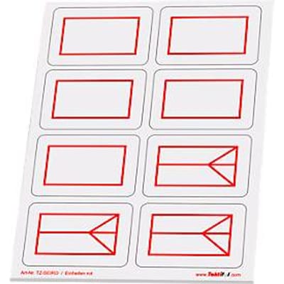 Tactische borden Tactifol-eenheden, rechthoekig, zelfklevend, etiketteerbaar, droog uitwisbaar, L 46 x B 32 mm, rood, 8 tekens
