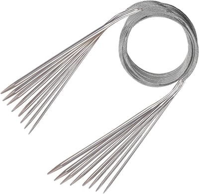8 stuks ronde breinaalden, 40 cm lang, 2 mm, 2,5 mm, 3 mm, 4 mm, 5 mm, 6 mm, 7 mm, 8 mm, voor beginners, sokken, handschoenen, mouwen en kleine projecten