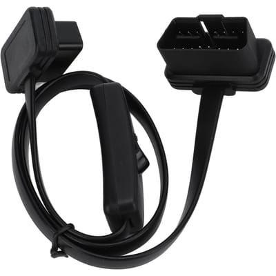 Adaptateur Connecteur Câble Plat de Diagnostic Noir Mâle 16 Broches Femelle 8 Cœurs Câble d'Extension OBD2 avec Interrupteur black