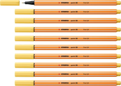 STABILO point 88 - Premium Fineliner - Fine 0,4 mm – Licht Geel – Doos 10 stuks