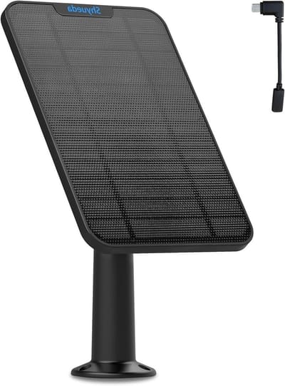 Zonnepaneel Oplader - Zonnepaneel Camera - Camera Accu Laden - IP65 Weerbestendig - 4 Meter Kabel - Zwart