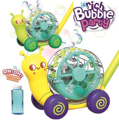 OodBlue-Gele Slak Bubbelmachine met LED-Licht – Speelgoed Grasmaaier voor Kinderen