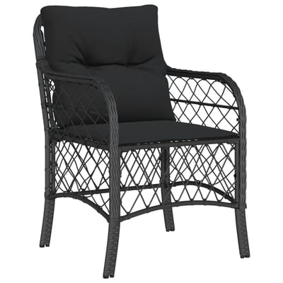 vidaXL - 5-delige - Tuinset - met - kussens - poly - rattan - zwart