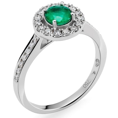 Orphelia RD-3916/EM/56 - Ring - Goud 18 kt - Diamant 0.29 ct / Smaragd 0.43 ct - 17.75 mm / maat 56