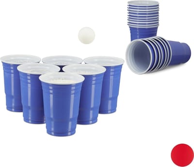 Relaxdays Beer pong bekers - 50 stuks - plastic bekers - party - bierbeker - feest - blauw