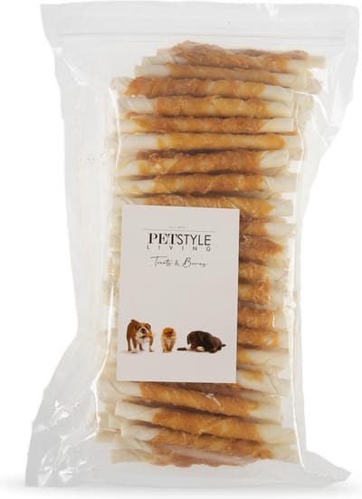 Petstyle Living Gedraaide Sticks met Kip - Hondensnacks - 12,5cm - 100 Stuks - Kauwstaaf Hond